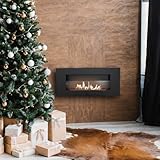 KRATKI Biokamin Delta Flat mit Verglasung | 400 x 900 cm | 0,4 L Behälter | Schwarz |...