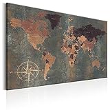 decomonkey Akustikbild Weltkarte 120x80 cm 1 Teilig Leinwand Modern Bilder...