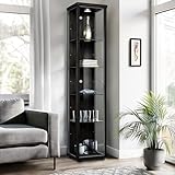 K-Möbel Glasvitrine in Schwarz (176x37x33 cm) mit 4 höhenverstellbaren...
