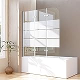 Gestreift Duschwand für Badewanne 140x140cm 3-teilig faltbar Duschtrennwand Glas...