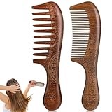 2 Stück Multifunktionaler Haarkamm Aus Holz, Walnut Hair Comb, Antistatisch...