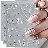 JMEOWIO Nagelsticker Marmor Linie 9 Blatt Nail Art Sticker Selbstklebend...