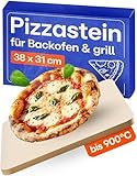 Pizzastein für Backofen & Gasgrill - Für Knusprigen Boden - Pizzastein Rechteckig aus...