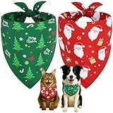 SZEE 2 Stück Hundehalstuch Weihnachten,Hunde Bandana-Festliches Halstuch für Hunde &...