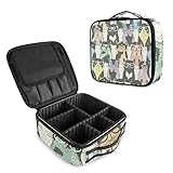 Mnsruu Kosmetikkoffer mit niedlichem Katzen- und Kätzchen-Motiv, tragbar, mit...