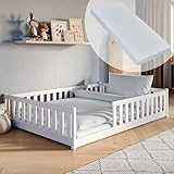 Kinderbett Bodenbett 140x200 cm mit Matratze, Rausfallschutz & Lattenrost...