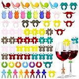 Ouprisks Glasmarkierer, 70Pcs Wiederverwendbarer Glas Markierung Trinkgläser,...