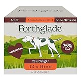 Forthglade Nassfutter für Hunde (12 x 395g Schalen) – getreidefreies Futter mit Rind &...