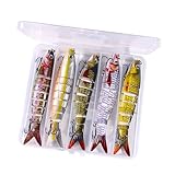 5 Stück Angelköder, Kunstköder Wobbler Hecht, Fisch Köder für Zander Barsch Forellen...