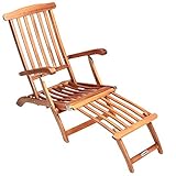 Casaria® Gartenliege Holz Klappbar Wetterfest 160kg Belastbar Fußsegment...