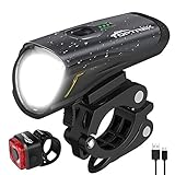 Toptrek Fahrradlicht set, LED Fahrradbeleuchtung Set akku USB Wiederaufladbare...