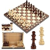 Schachspiel,3-in-1MagnetischesSchachspielausHolz, 29 x 29 cm Schachspiel...