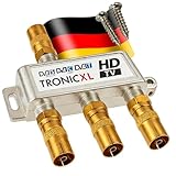 TronicXL Premium 3-fach Koax Antennenverteiler HD 3D 4K Verteiler Weiche Splitter für...