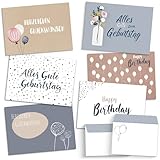 beriluDesign 20 Geburtstagskarten Set mit Umschlägen - Glückwunschkarten, Postkarten zum...