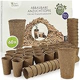 OwnGrown Abbaubare Anzuchttöpfe: 60x Premium Anzucht Topf aus Holzfasern –...