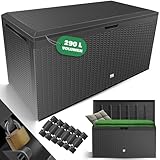 KESSER® Auflagenbox Kissenbox 290 Liter mit Rollen klappbarer Deckel Haltegriffe...