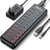 USB Hub Aktiv 3.0 mit Netzteil 36W, WENTER 11 in 1 USB Hub (7 USB 3.0 Ports...