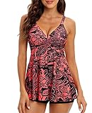 Adigaber Damen zweiteilig Badeanzug Push up Bademoden bauchweg Tankini Set mit Hot Pants...