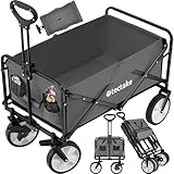 tectake Bollerwagen faltbar, Transportwagen klappbar, mit Tasche, Handwagen zum...