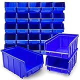 26x Stapelboxen Größe 3 Werkstatt Garage Keller Sichtlagerboxen 248x145x127mm...