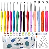 Häkelnadel Set 14 Stück Bunte Ergonomische Soft Gummi Comfort Grip Häkeln Stricken...