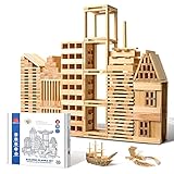 ICEKO KN 100 Stück Holzbausteine Natur,Spielzeug ab 3 4 5 6 Jahre, Bauklötze...