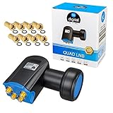 HB-DIGITAL Quad LNB LNC 4 Teilnehmer Direkt FULL HD TV 3D 4K Schwarz Black +...