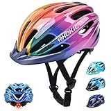 Fahrradhelm Kinder Jungen 52-58CM, Kinder Fahrradhelm mit Licht Kinder Fahrradhelm...