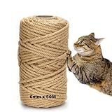 DOBIGER 50M Sisalseil für Kratzbaum 6mm, Natur Sisal Seil für Katzen, Kratzseil,...