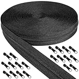 Draupnir Endlos Reissverschluss Schwarz mit Zipper, 5mm 10m Nylon...