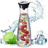 AMAYGA Glas-Karaffe,1200mL mit Deckel und Auslauf,Wasserkaraffe, Saft Krug,für...
