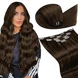 LaaVoo Clip in Extensions Echthaar Braun Extensions Clip in Echthaar Haarverlängerung...
