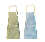 qipuneky 2er Set Küchenschürze Damen, Kochschürze mit Tasche, Schürze aus Baumwolle...