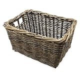 Rattan Aufbewahrungkorb rechteckig shabby grau - 44 x 33 cm - Regalkorb aus...
