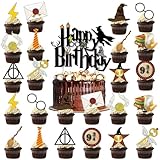Tortendeko, Happy Birthday Tortendeko, 25 Stück Glitter Wizard Geburtstags Kuchen Deko,...