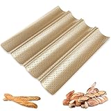 Firschoie Baguette Backblech, Baguette Backform für 4 Baguettes (Gold)
