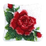 B Blesiya DIY Knüpfkissen mit Knüpfhaken, Selber Knüpfen Kissen Blumen Muster...