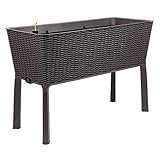 Keter Easy Grow modernes Hochbeet, braun, inkl. Bewässerungssystem, Rattanoptik, passend...