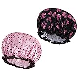 AOOWU Satin Duschhaube, 2 Stück Wasserdichte Elastische Shower Cap,...