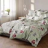 Pure Label Blumen Bettwäsche 135x200 cm mit einem Kissenbezug 80x80 cm -...