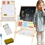 KRUZZEL Klapptafel für Kinder mit Kreide und Magnet ab 3 Jahren aus Holz - Tafel und...