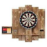 Wooden Dartboard Surround | Premium Dart-Wandschutz & Tablet-Halter | Burned...