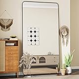 Koonmi Standspiegel mit abgerundeten Ecken, 76 x 171 cm Ganzkörperspiegel mit Ständer,...
