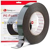 Sanojtape Doppelseitiges Klebeband Extra Stark Schwarz 25mm x 10m Universal...