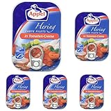 Appel Heringsfilets, zarte Fisch-Filets in Tomaten-Creme, MSC zertifiziert, 100g (Packung...
