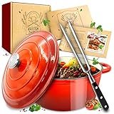 KRUSTENZAUBER Gusseisen Topf [inkl. Fleischgabel] - 26cm Schmortopf...