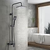 Namuoto Duschsystem mit Duscharmatur Schwarz, Regendusche Höhenverstellbar,...