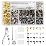 Lixiluxia 180 Paar Leder Nieten Set, 3 Größen Hohlnieten für Leder, Ledernieten,...