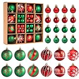 44 Stück Weihnachtsbaumkugeln, Weihnachtskugeln Kunststoff Set, Wetterfeste...