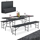 Juskys Bierzeltgarnitur Amberg 3-teilig & klappbar - 180 x 74 x 74-2 Bierbänke &...